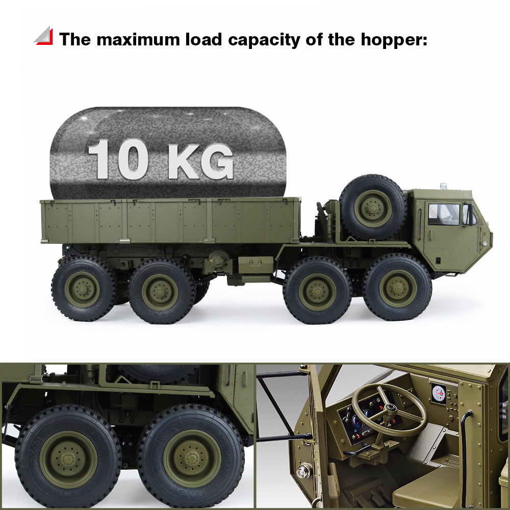 Manufacturer Supply RC Truck Remote Control Trucks Toys For Kids HG-P801 Standard 8CH Version U.S. Military Truck