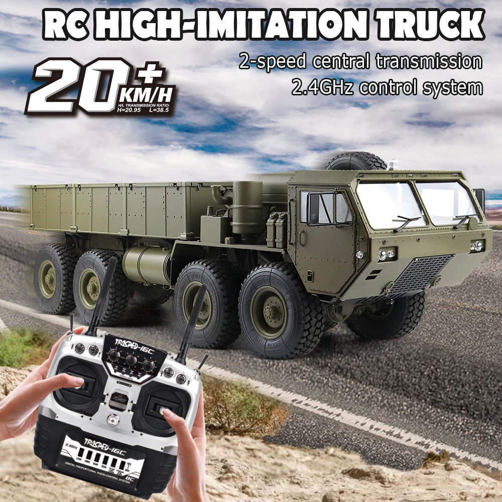 Manufacturer Supply RC Truck Remote Control Trucks Toys For Kids HG-P801 Standard 8CH Version U.S. Military Truck