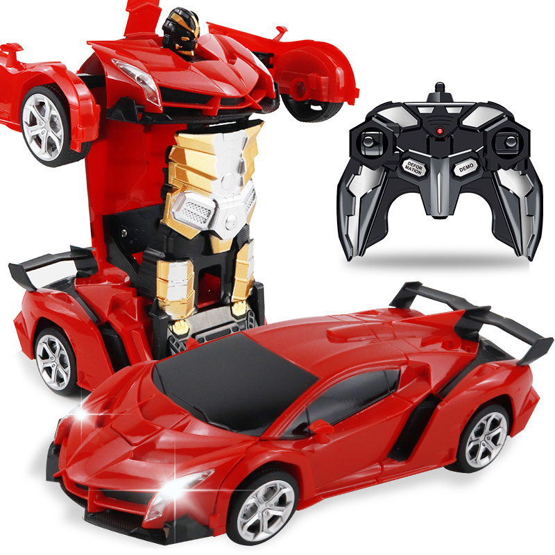 Electric One-button RC Deformation Robot Car Toy 2.4G Remote Control Car 478-Red-2 1:18 Transformation Car