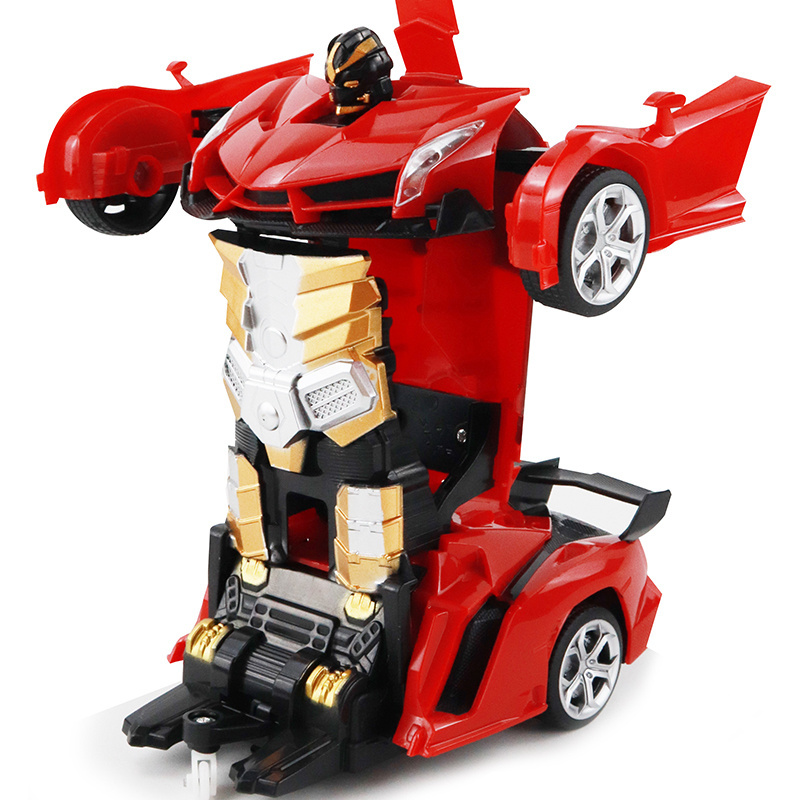 Electric One-button RC Deformation Robot Car Toy 2.4G Remote Control Car 478-Red-2 1:18 Transformation Car