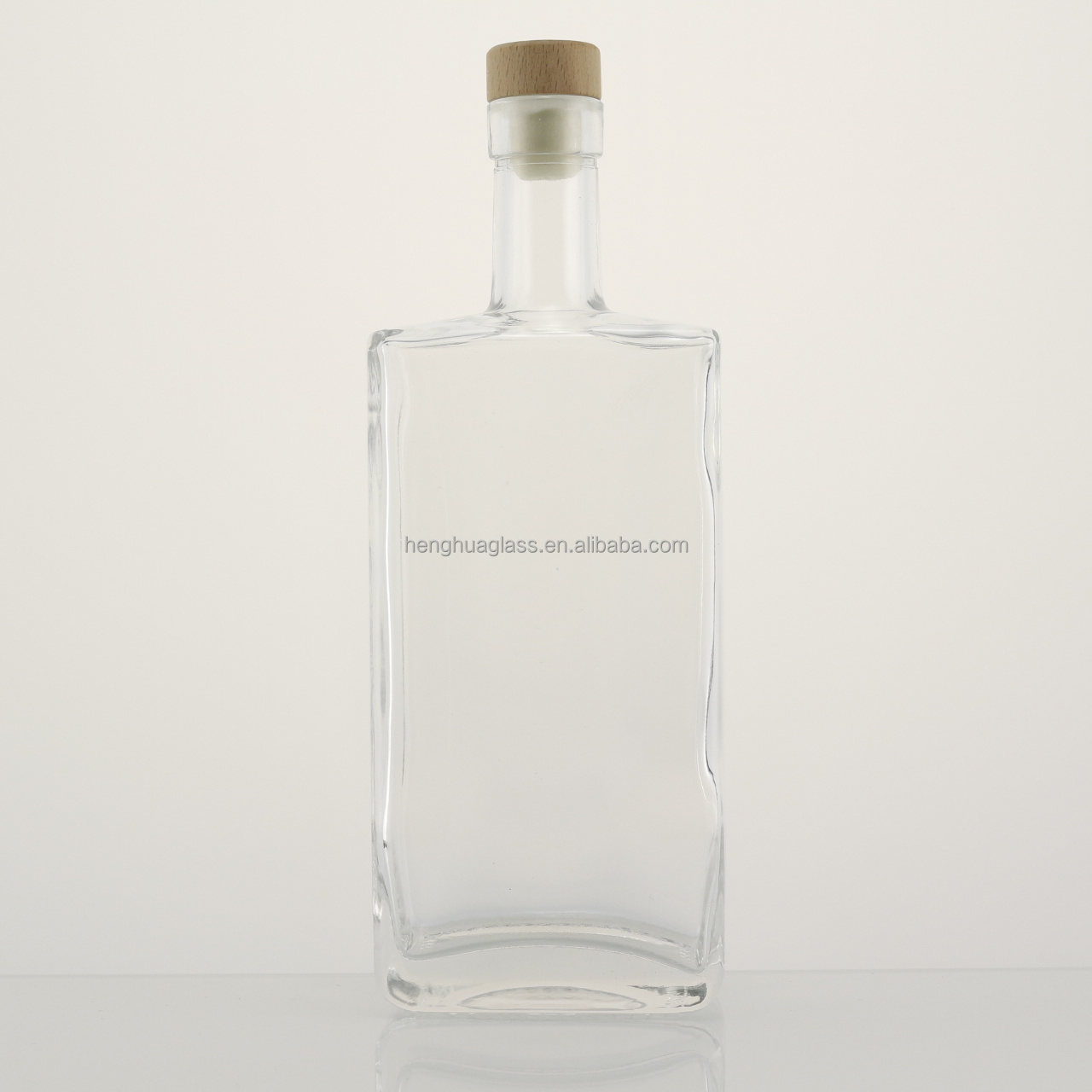 Empty decal logo 500ml 50cl square glass gin bottle vodka spirit liquor tequila rum whiskey spirits  glass bottle with T  cork