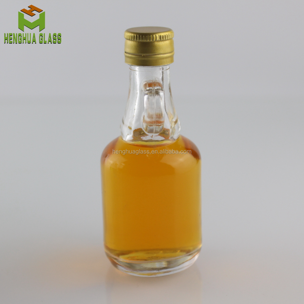 in stock mini 40ml glass liquor bottle for whiskey rum wine spirit olive oil liquid glass bottle with handle and screw cap