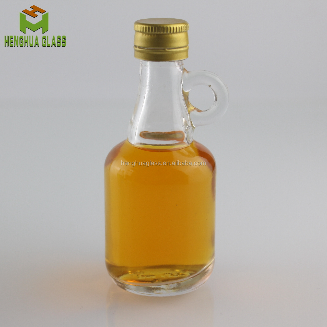 in stock mini 40ml glass liquor bottle for whiskey rum wine spirit olive oil liquid glass bottle with handle and screw cap