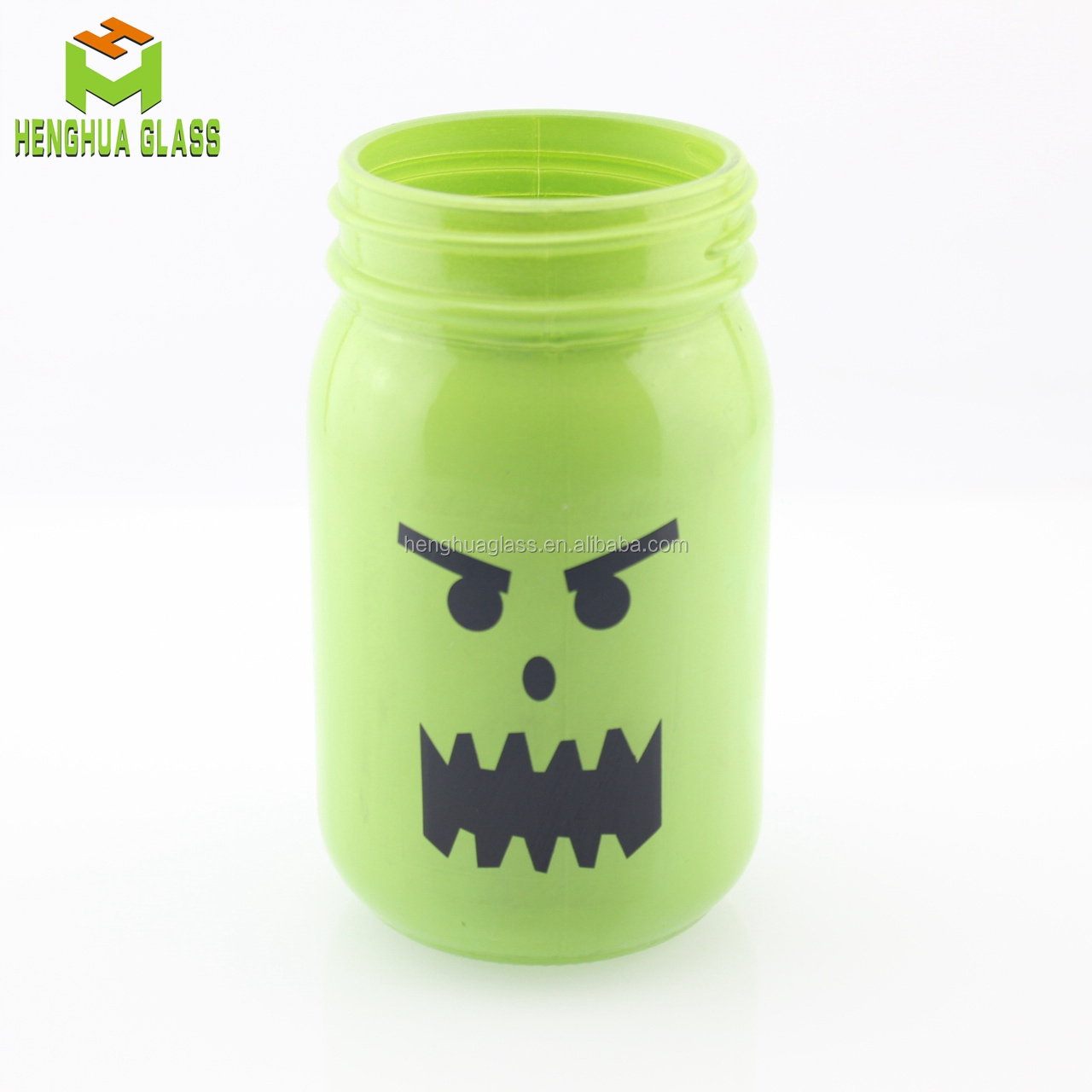 custom color logo 15oz 450ml glass mason jar Christmas Halloween Drink Juice Storage glass jar  candle jar