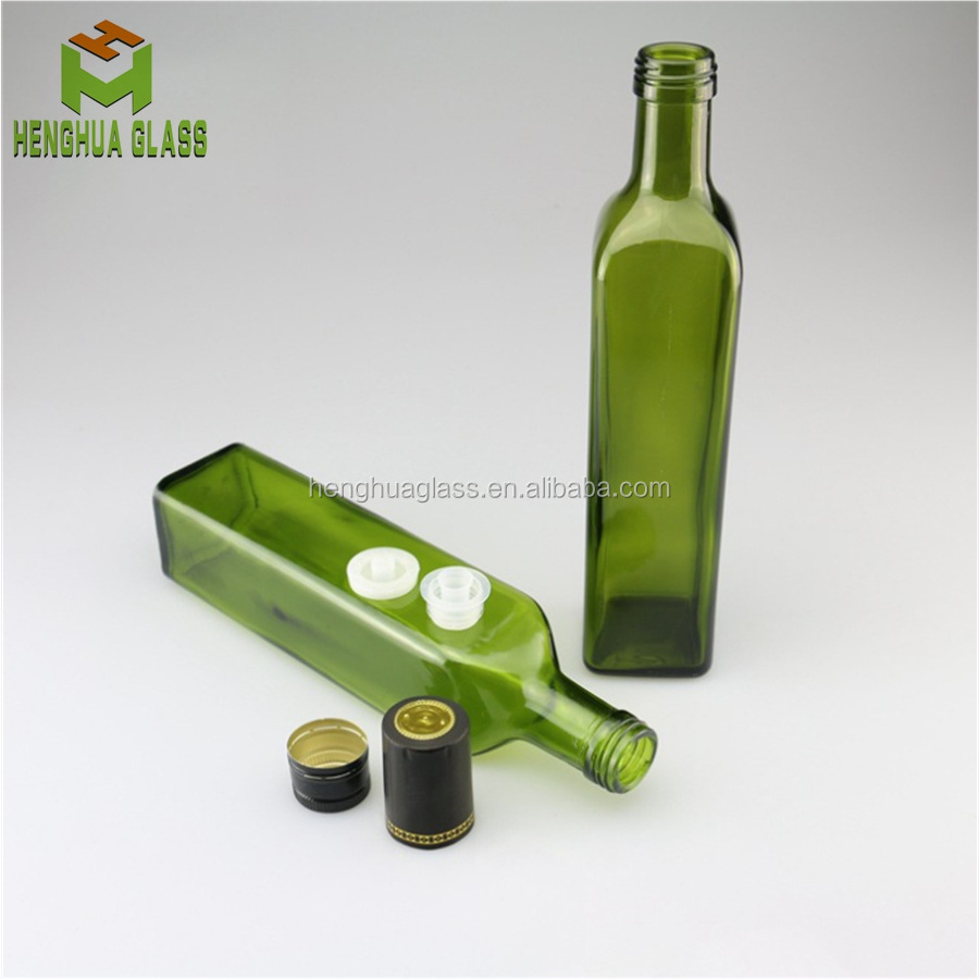 250ml 500ml 750ml 1000ml marasca square green olive oil glass bottle 25cl 50cl 75cl 100cl  cooking oil bottles wholesale