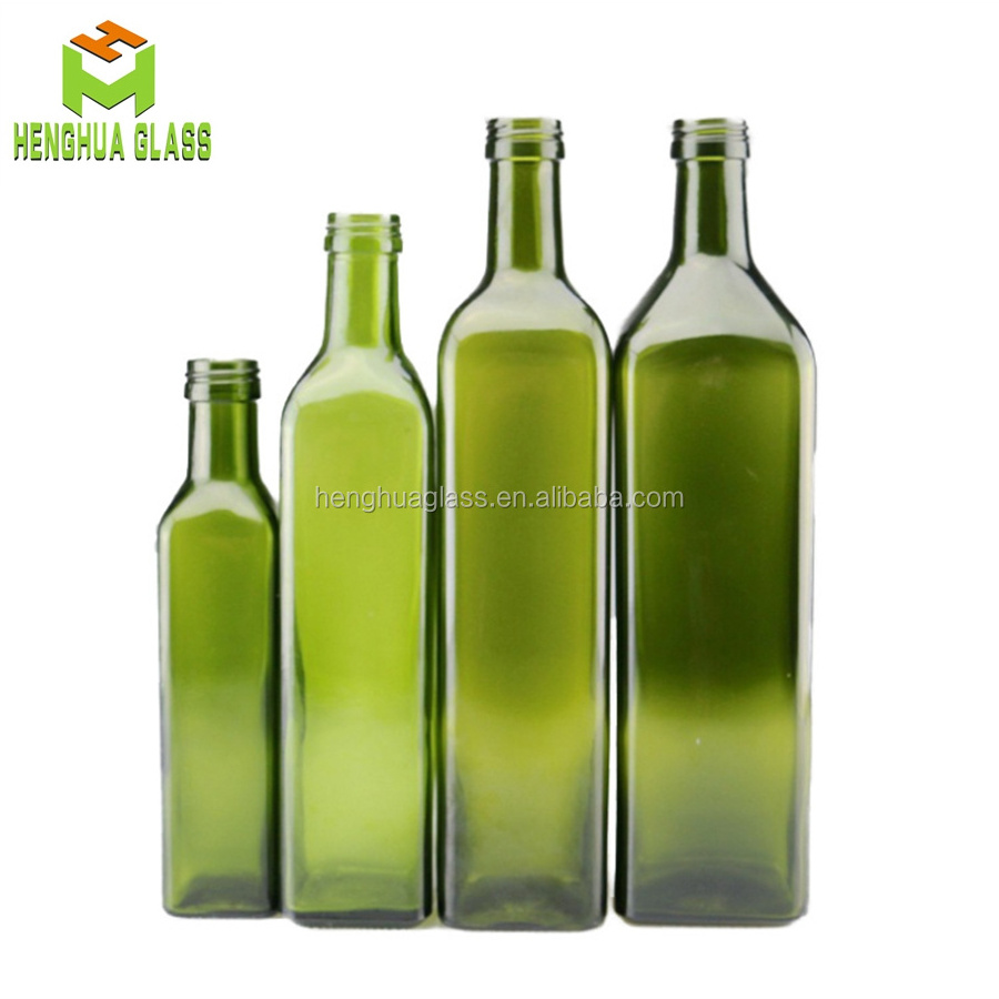 250ml 500ml 750ml 1000ml marasca square green olive oil glass bottle 25cl 50cl 75cl 100cl  cooking oil bottles wholesale