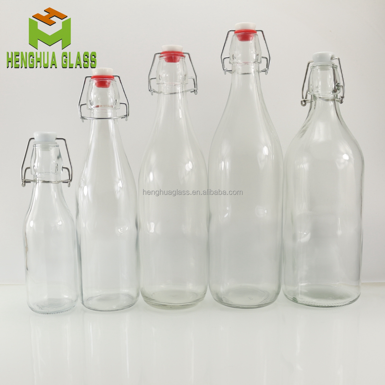 in stock 1litre 1000ml 1l  empty round shape swing top glass bottle for wine juice  milk maple sugar lemonade bottles