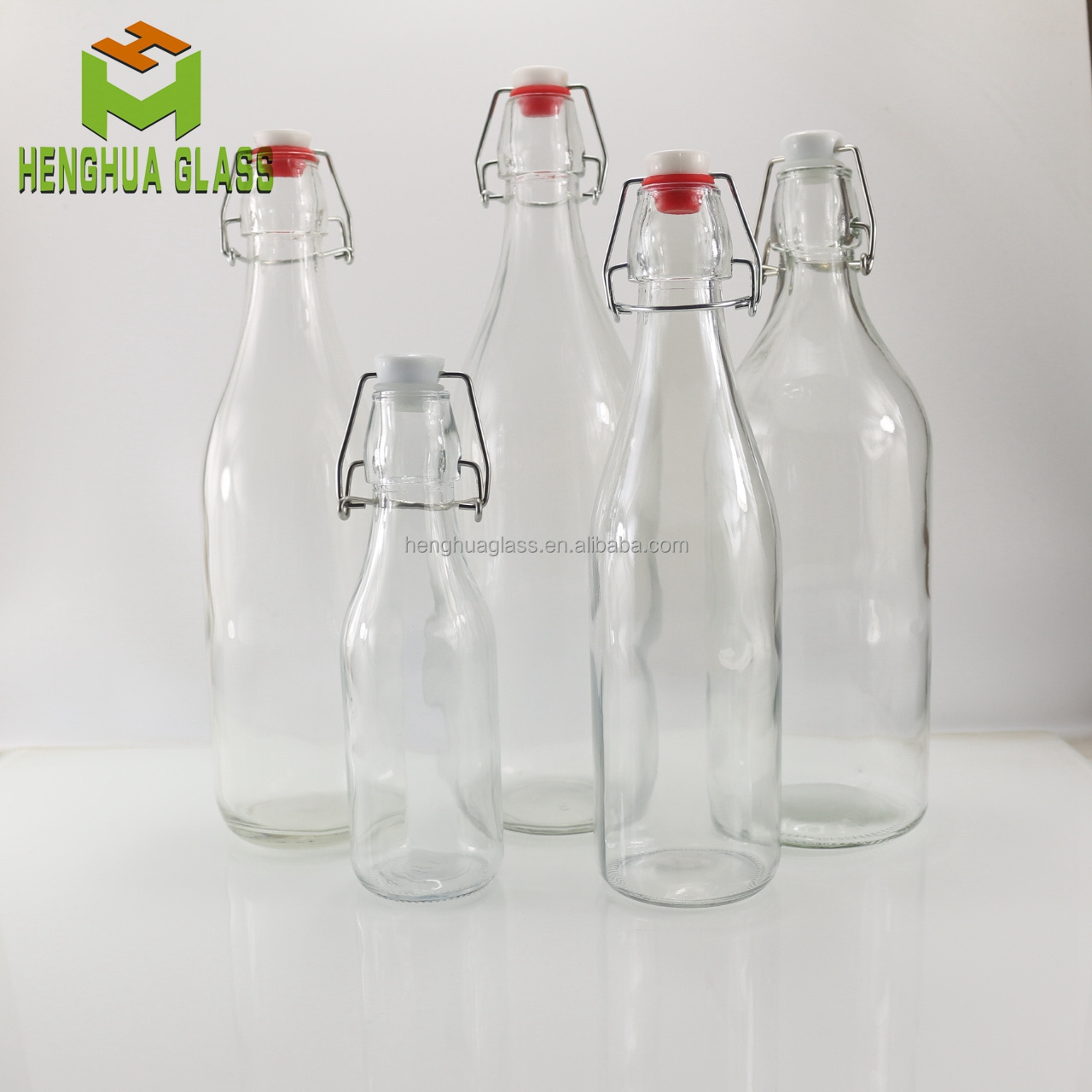 in stock 1litre 1000ml 1l  empty round shape swing top glass bottle for wine juice  milk maple sugar lemonade bottles