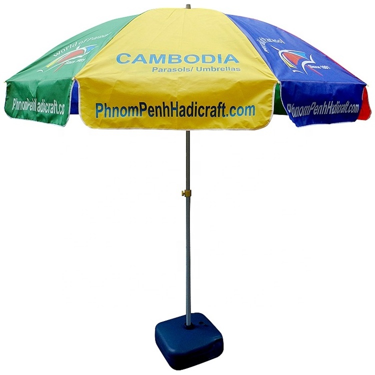 Hot sale Sun Beach Umbrella for travel Outdoor 420D silver coated oxford uv protection umbrella