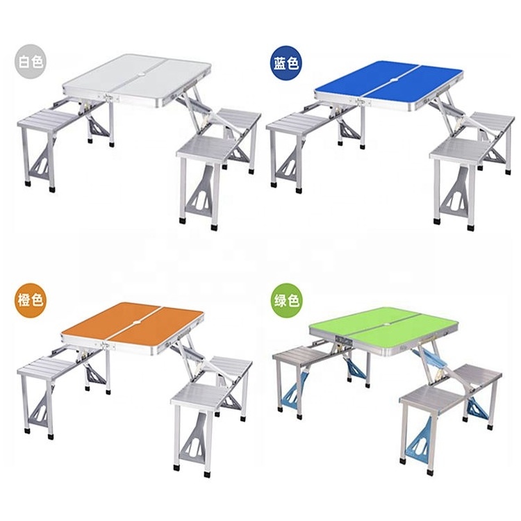 hot selling outdoor Portable Foldable Camping Picnic Table with Seats Chairs and Umbrella Hole