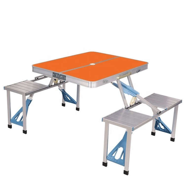 hot selling outdoor Portable Foldable Camping Picnic Table with Seats Chairs and Umbrella Hole