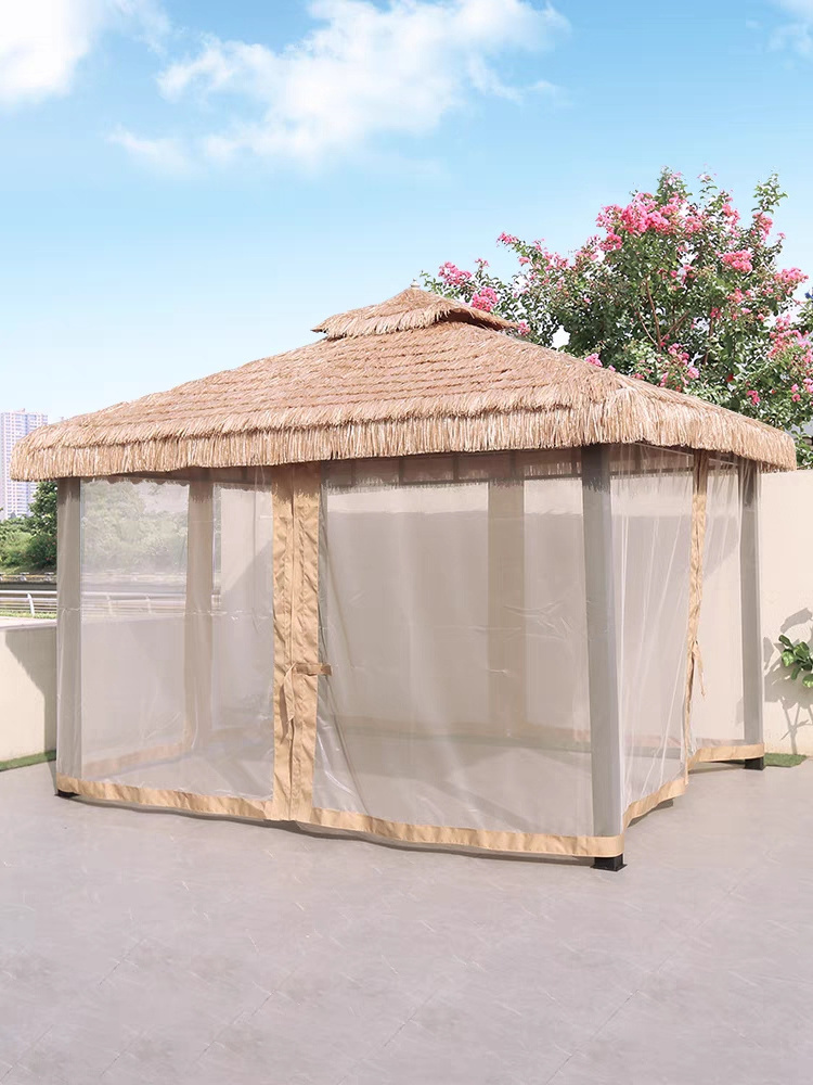 All Weather Roman Pavilion Metal Sun Roof Outdoor Wood Aluminum Frame Gazebo