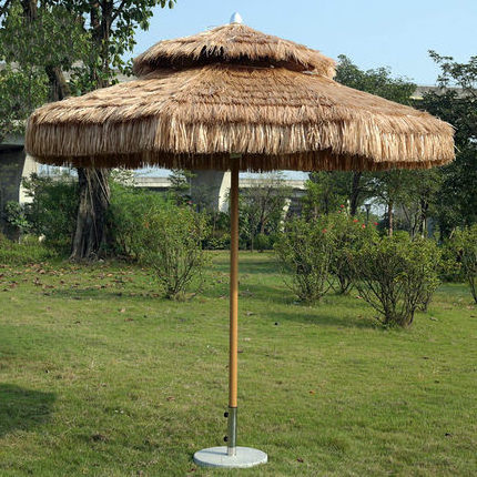 High Quality Outdoor Parasol Raffia Beach Umbrella Thatch Roof waterproof Straw Umbrella With Tilt