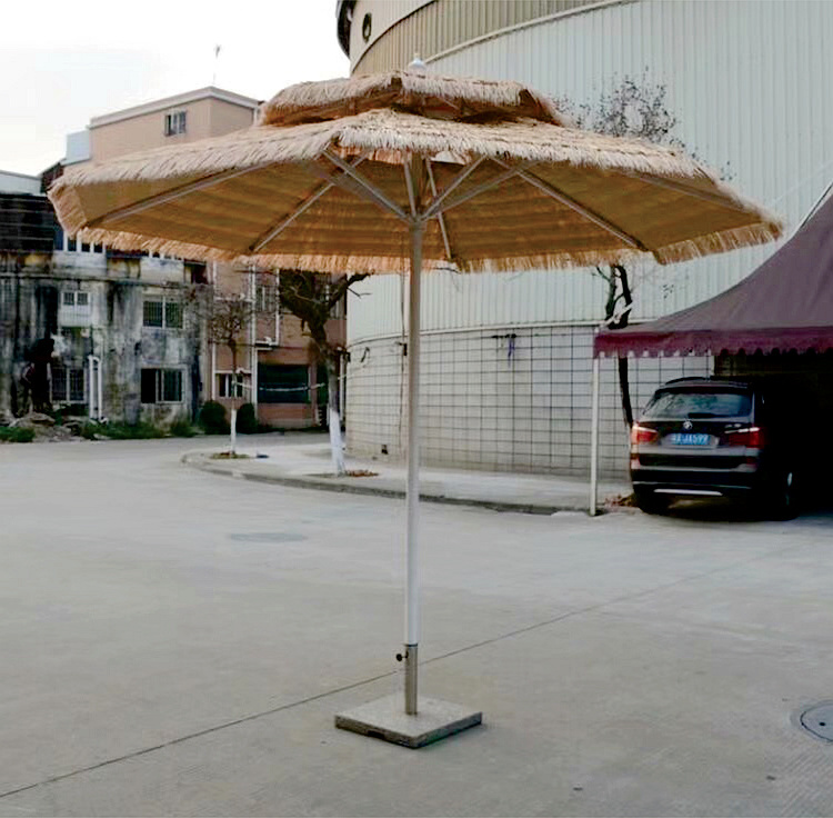 High Quality Outdoor Parasol Raffia Beach Umbrella Thatch Roof waterproof Straw Umbrella With Tilt