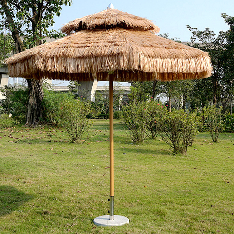 HengHui Wholesale waterproof fabricated maldives mexican palm leaf straw umbrella thatch roofing umbrella