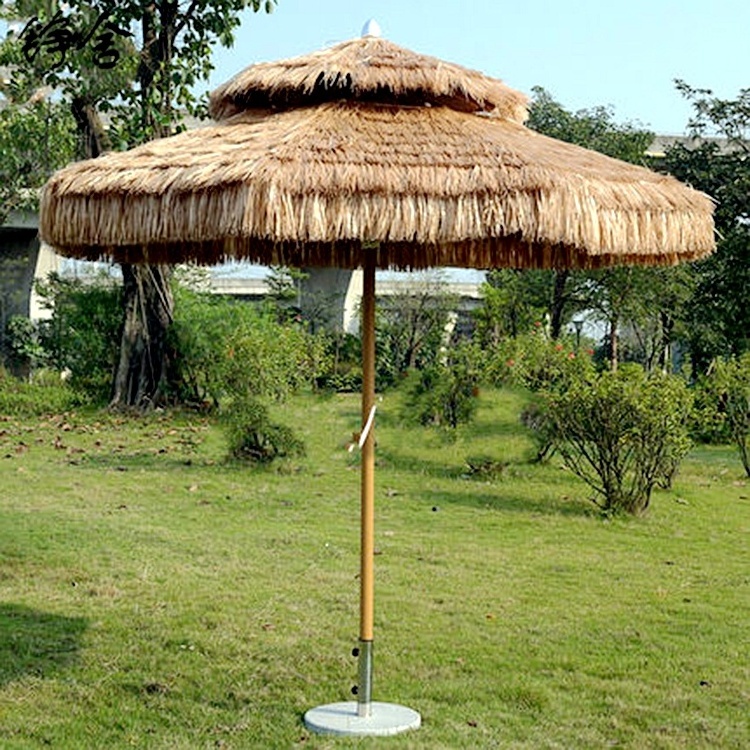 HengHui Wholesale waterproof fabricated maldives mexican palm leaf straw umbrella thatch roofing umbrella