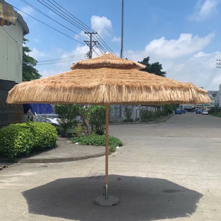 hot sale Commercial Aluminum outdoor thatch Custom Beach Straw Umbrella With Tassel