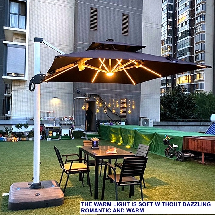 Replacement Canopy Led Luxury Foldable Sunshade Outdoor Yard Cantilever Parasol Garden Pool Patio Umbrella