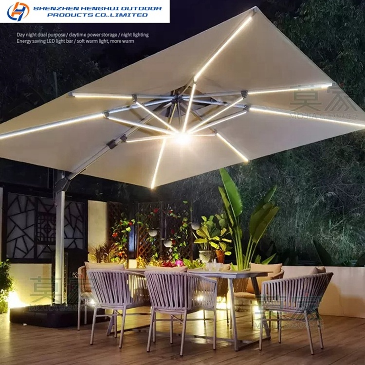 Replacement Canopy Led Luxury Foldable Sunshade Outdoor Yard Cantilever Parasol Garden Pool Patio Umbrella