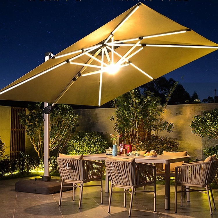 Replacement Canopy Led Luxury Foldable Sunshade Outdoor Yard Cantilever Parasol Garden Pool Patio Umbrella