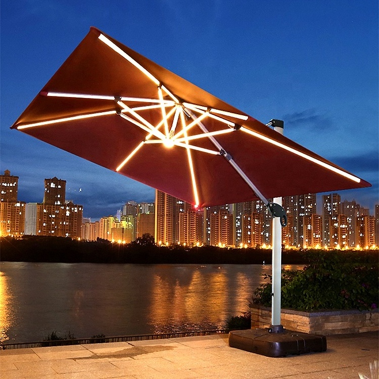 Replacement Canopy Led Luxury Foldable Sunshade Outdoor Yard Cantilever Parasol Garden Pool Patio Umbrella