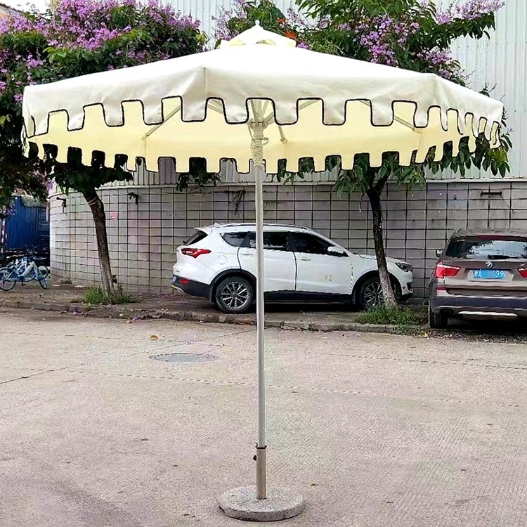 Cheap China Factory Wholesale Big Size Outdoor Parasol & Base White Balinese Parasol Patio Umbrella For Garden Table