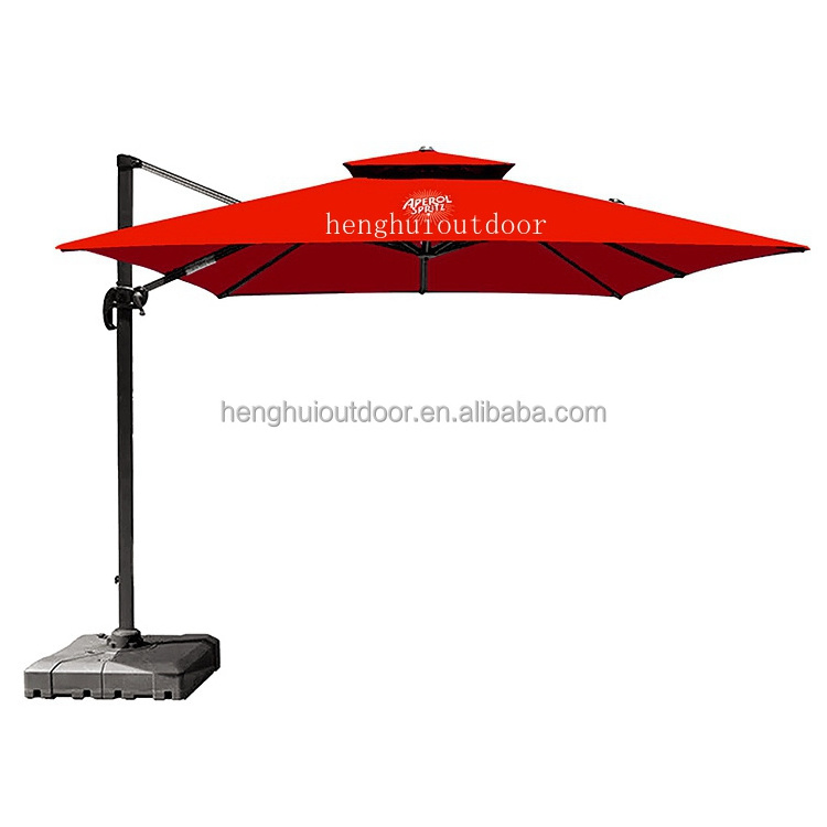 Outdoor Patio Cantilever Parasol Deluxe High Quality  Sunshade Polyester Roman Umbrella Aluminum Pole with wheel  Base