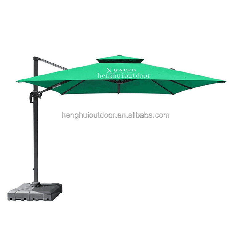 Outdoor Patio Cantilever Parasol Deluxe High Quality  Sunshade Polyester Roman Umbrella Aluminum Pole with wheel  Base