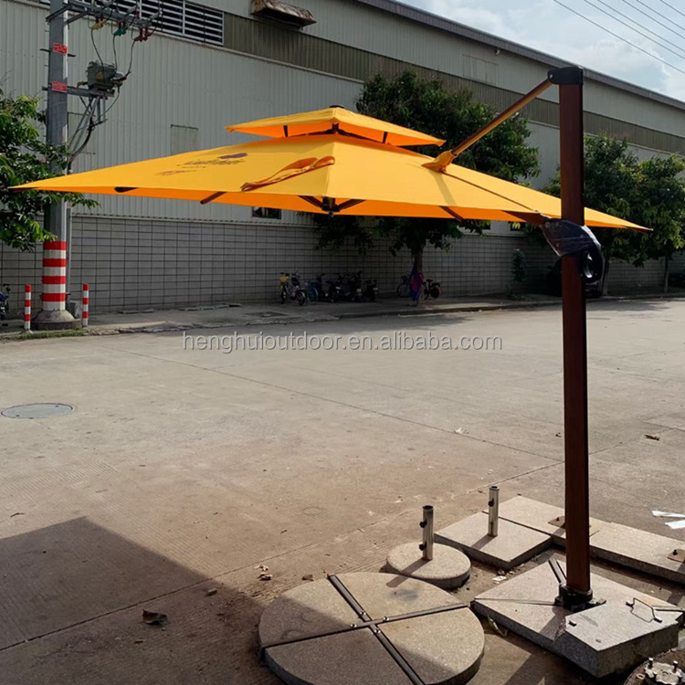 3m Square Outdoor Garden Roman Umbrella Aluminum Offset Parasols 10ft Cantilever Patio Umbrellas With water base