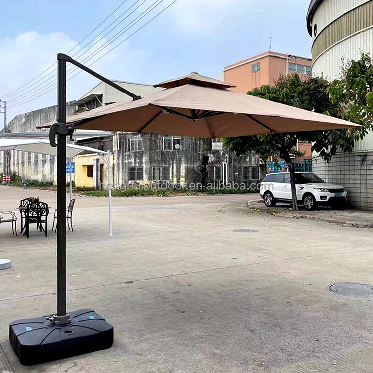 3m Square Outdoor Garden Roman Umbrella Aluminum Offset Parasols 10ft Cantilever Patio Umbrellas With water base