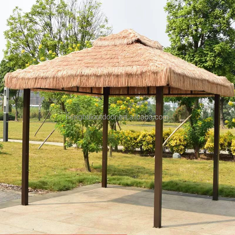 Factory Price outdoor  garden pavilion aluminium thatched canopy straw gazebos for sale