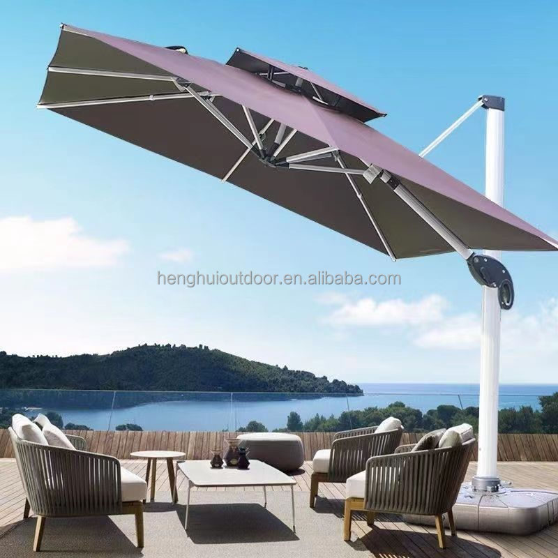 Patio Roma umbrella with led light custom umbrella with logo own design rectangular cantilever patio umbrella