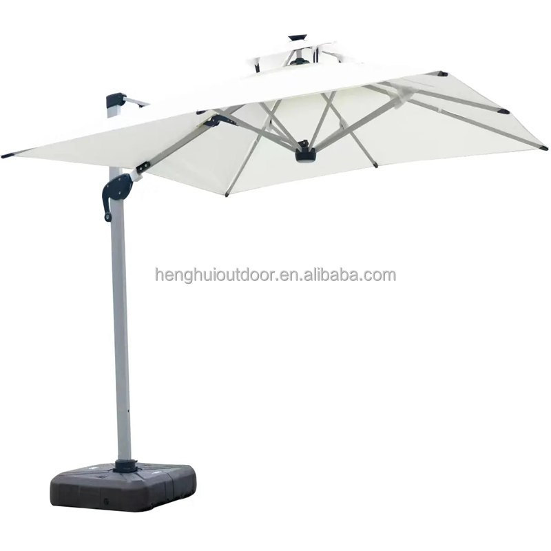 Patio Roma umbrella with led light custom umbrella with logo own design rectangular cantilever patio umbrella