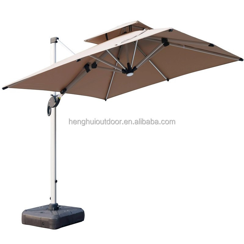 Patio Roma umbrella with led light custom umbrella with logo own design rectangular cantilever patio umbrella