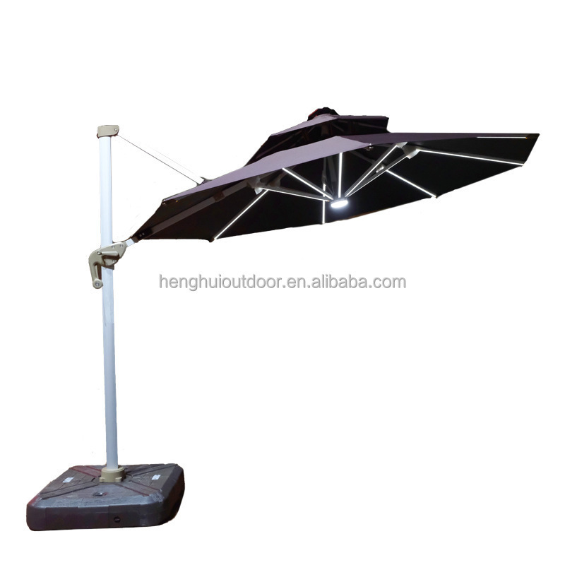 outdoor dining table patio Roman umbrella solar panel aluminium beach umbrellas wholesale traditional balinese parasols