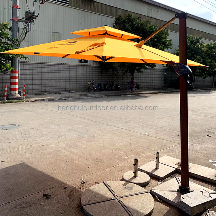 hotel pool garden granite umbrella base with wheels luxury cantilever umbrella with base movable cafe parasols