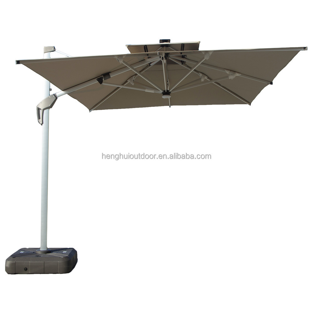 High-end luxury Cantilever Rome side pole commercial umbrella villa garden hanging umbrella side pole umbrellas with wheels base