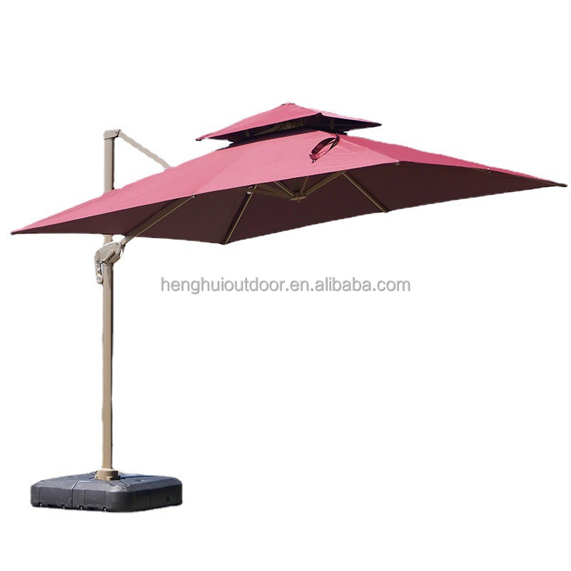 High-end luxury Cantilever Rome side pole commercial umbrella villa garden hanging umbrella side pole umbrellas with wheels base