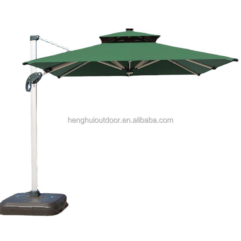 High-end luxury Cantilever Rome side pole commercial umbrella villa garden hanging umbrella side pole umbrellas with wheels base