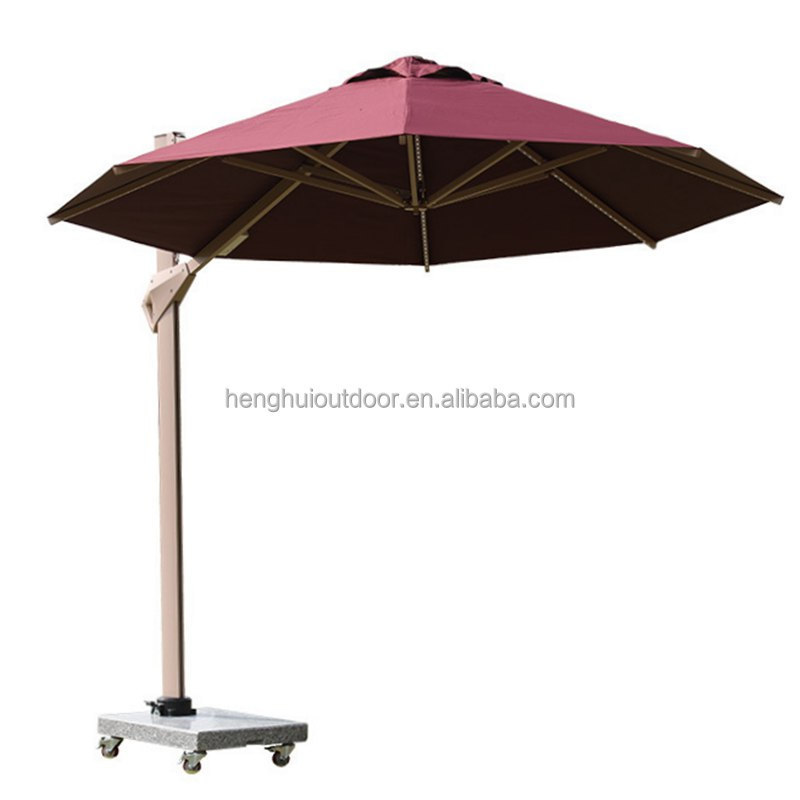 High-end luxury Cantilever Rome side pole commercial umbrella villa garden hanging umbrella side pole umbrellas with wheels base