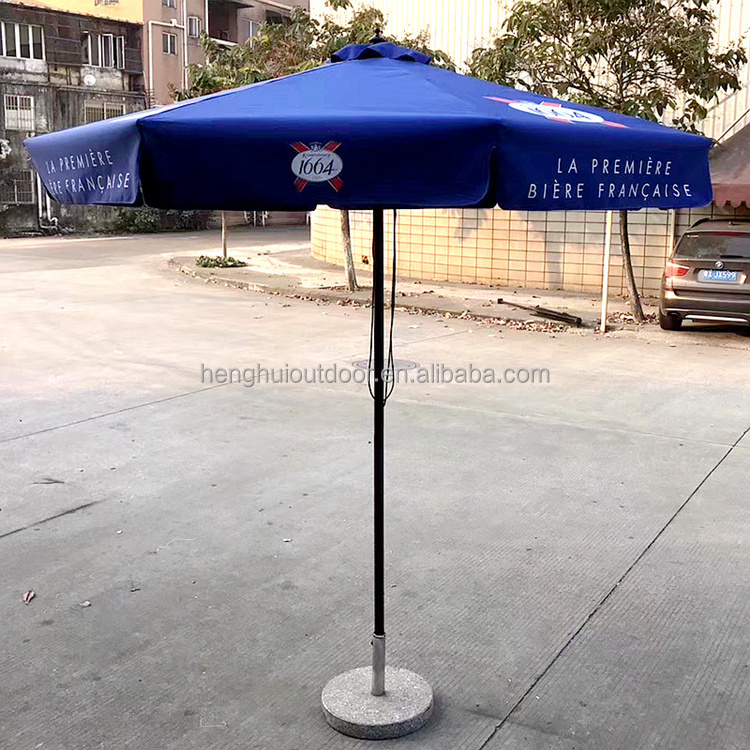 Custom Print Market Patio Aluminum Umbrellas Double Pulley System Central Pole Parasol Garden Leisure Outdoor Umbrellas