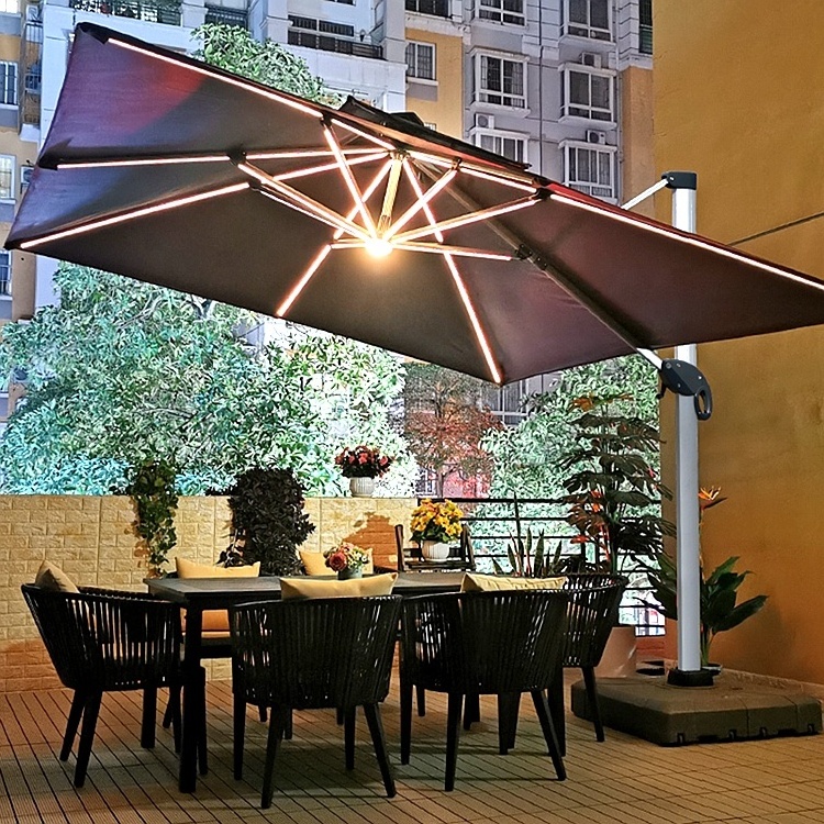 Outdoor Garden parasol Furniture  LED Parasol Umbrellas Cover Solar Patio Umbrellas for restaurant home shop