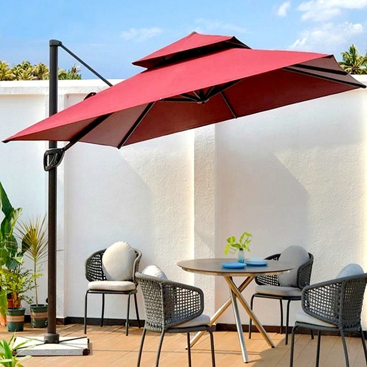 Outdoor Furniture Garden Double Canopy Umbrella Cantilever Large Parasol Patio Umbrellas For Beach