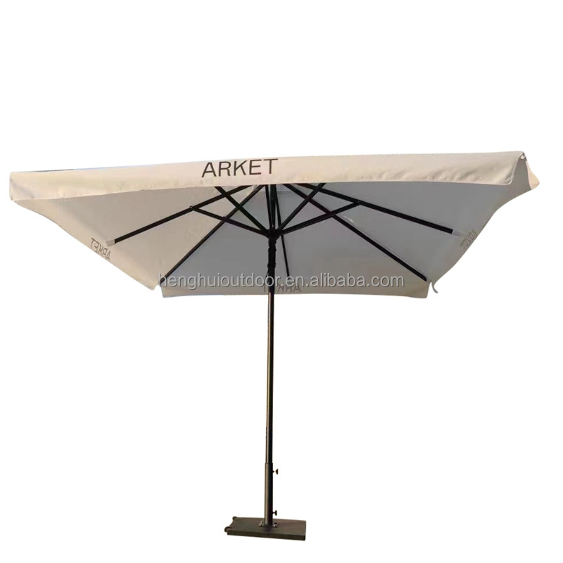 Outdoor parasol courtyard umbrella aluminum alloy white terrace garden coffee waterproof commercial umbrella with black paint