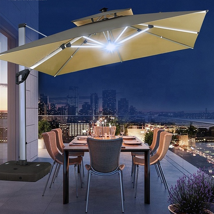 Outdoor Umbrellas Hanging Led Umbrella For Backyard Poolside Lawn And Garden