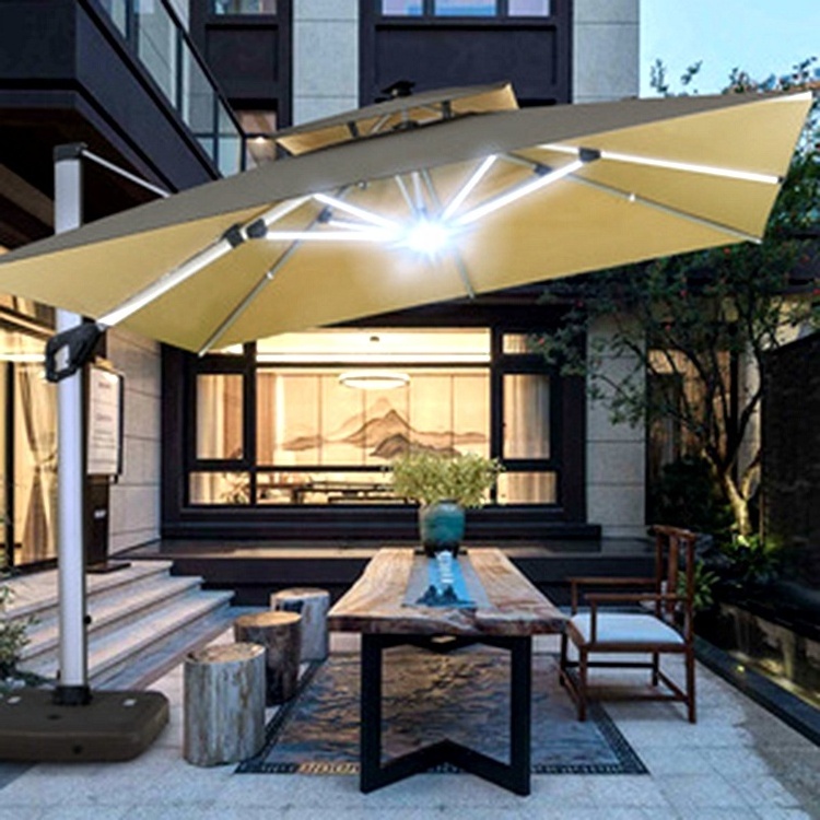 Outdoor Umbrellas Hanging Led Umbrella For Backyard Poolside Lawn And Garden