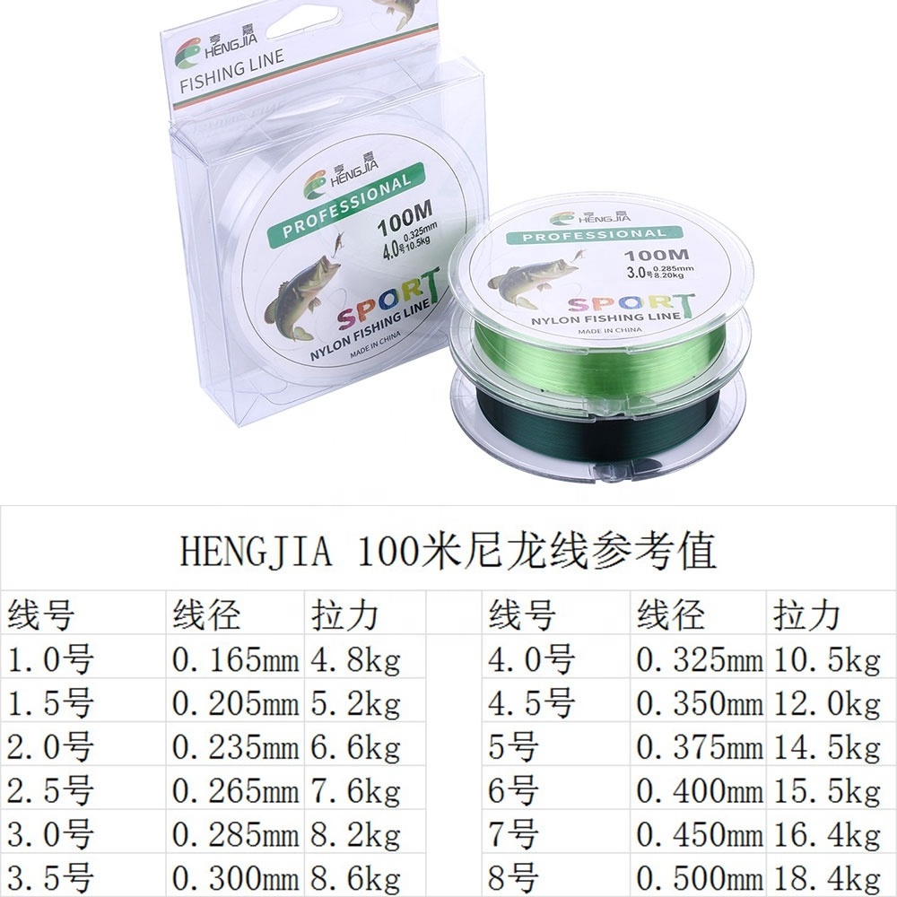 100m Super Strong Japan Monofilament Nylon Fishing Line 4.2-36.5lb Leader Line Fly Fishing Line