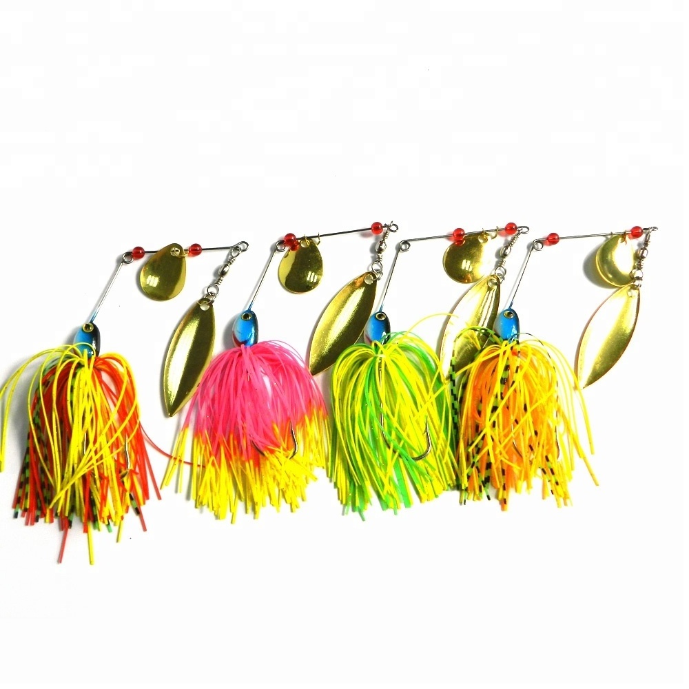 Hengjia 17G Spinner Fly bait Rubber Jigs 2 blades Spoon Lead Head Pike Fishing Lure