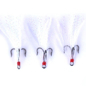 Hengjia Wholesale white feather fishing hook set convenient boxed black hook