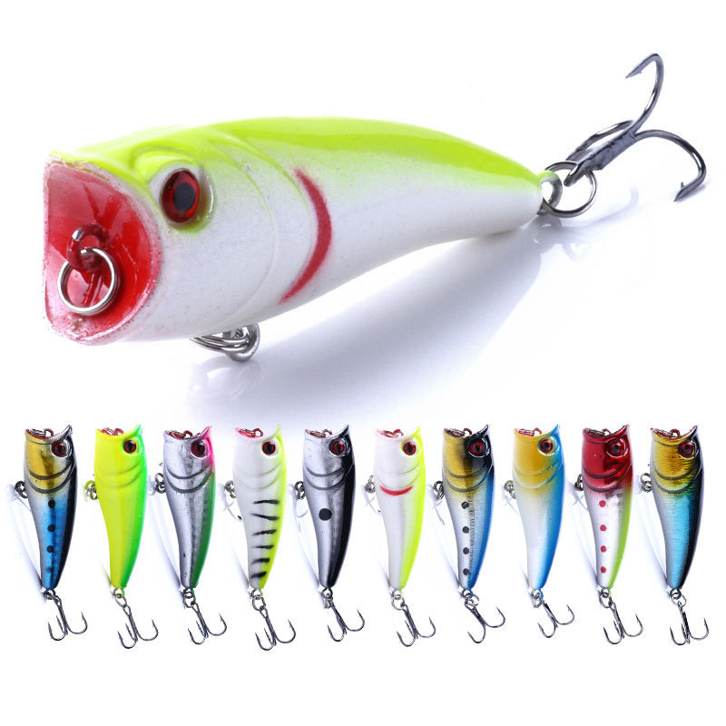 6CM-7G-8# Popper Fishing Lure Bait Noise Ball Floating Lures for Tuna Hengjia Eyes